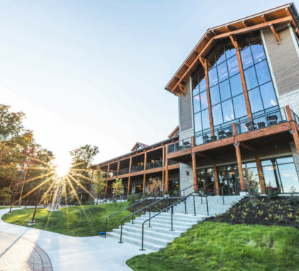 entrance to the new hocking hills state park lodge