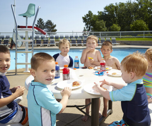 Kids eating outside