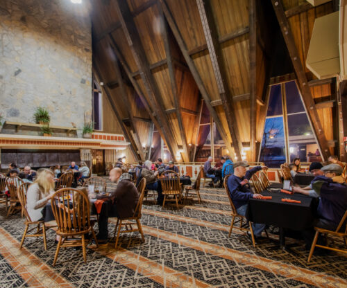 groups enjoy the grand dining room at hueston woods