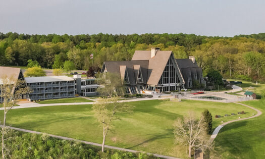 wide drone shot of Hueston Woods