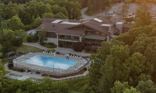 wide drone shot of Shawnee Lodge