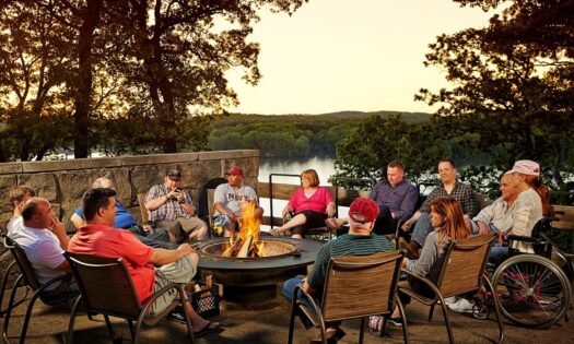 People enjoying a firepit