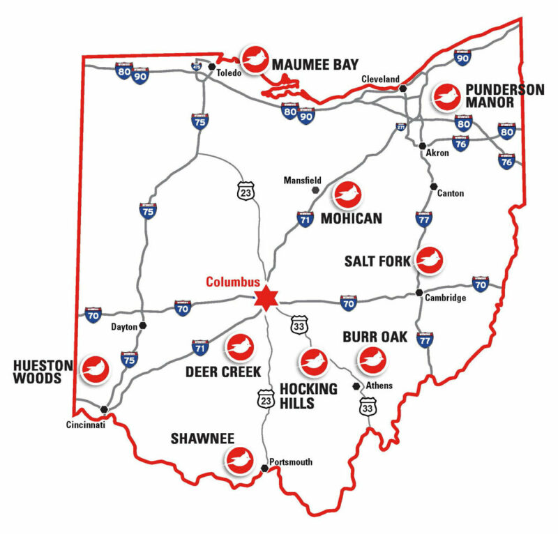 Great Ohio Lodges map