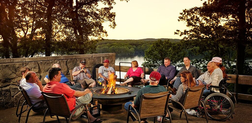 People enjoying a firepit